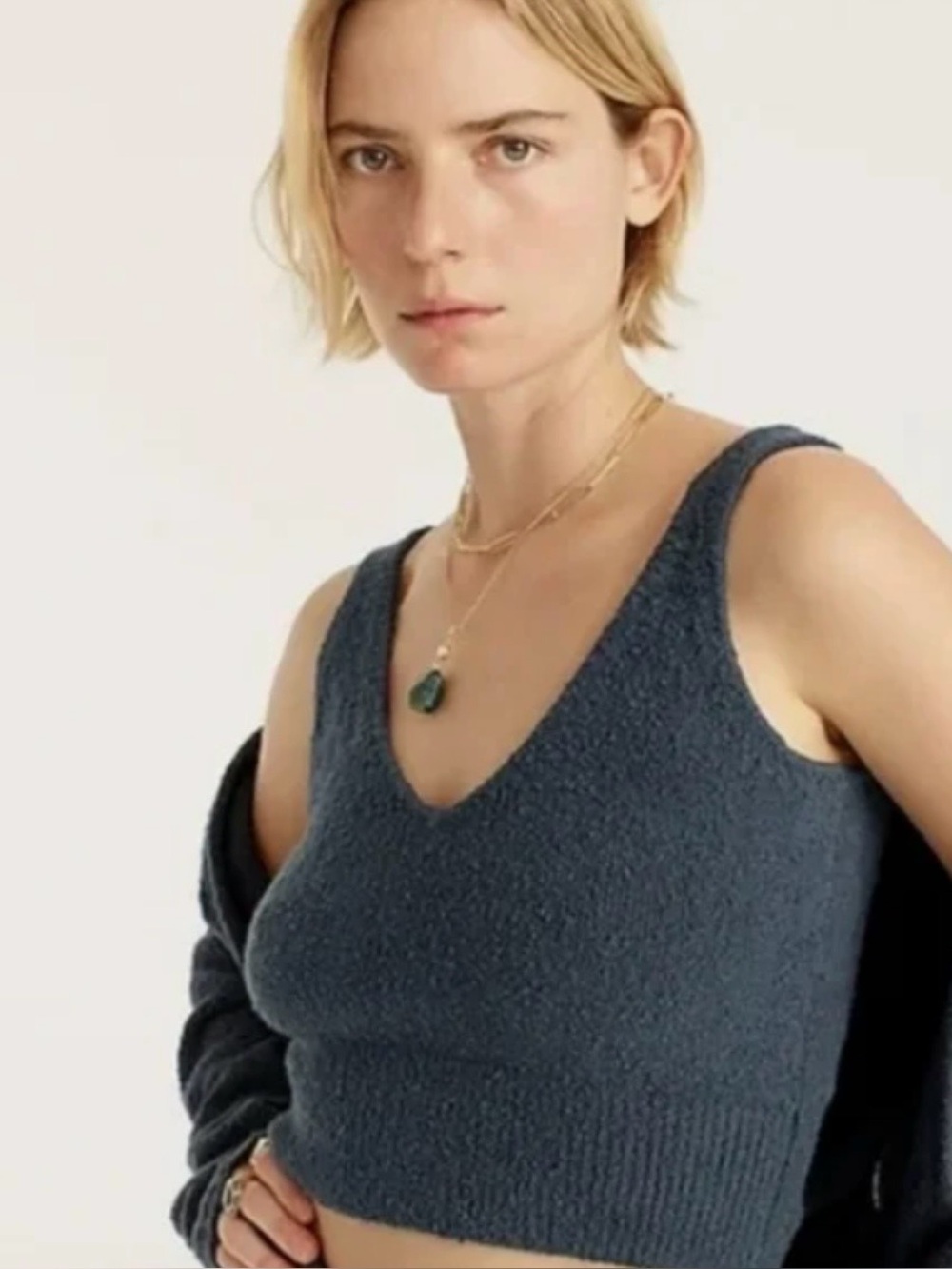 J. Crew Blue Boucle Sweater Crop Top